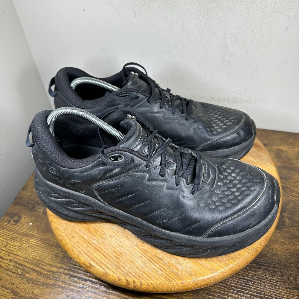 Hoka One One Bondi SR Mens Black Leather Slip Resistant Shoes 1110520 Size 14
